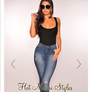 Black Ribbed Tank Bodysuit